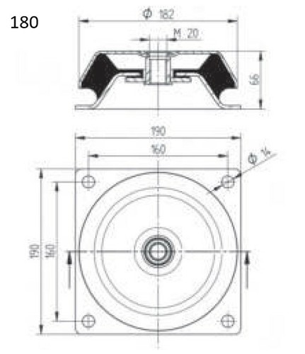 Fail-safe Pedestal Shear Cap Anti Vibration Mount (150 - 2,100 Kg) - Picture 5 of 5