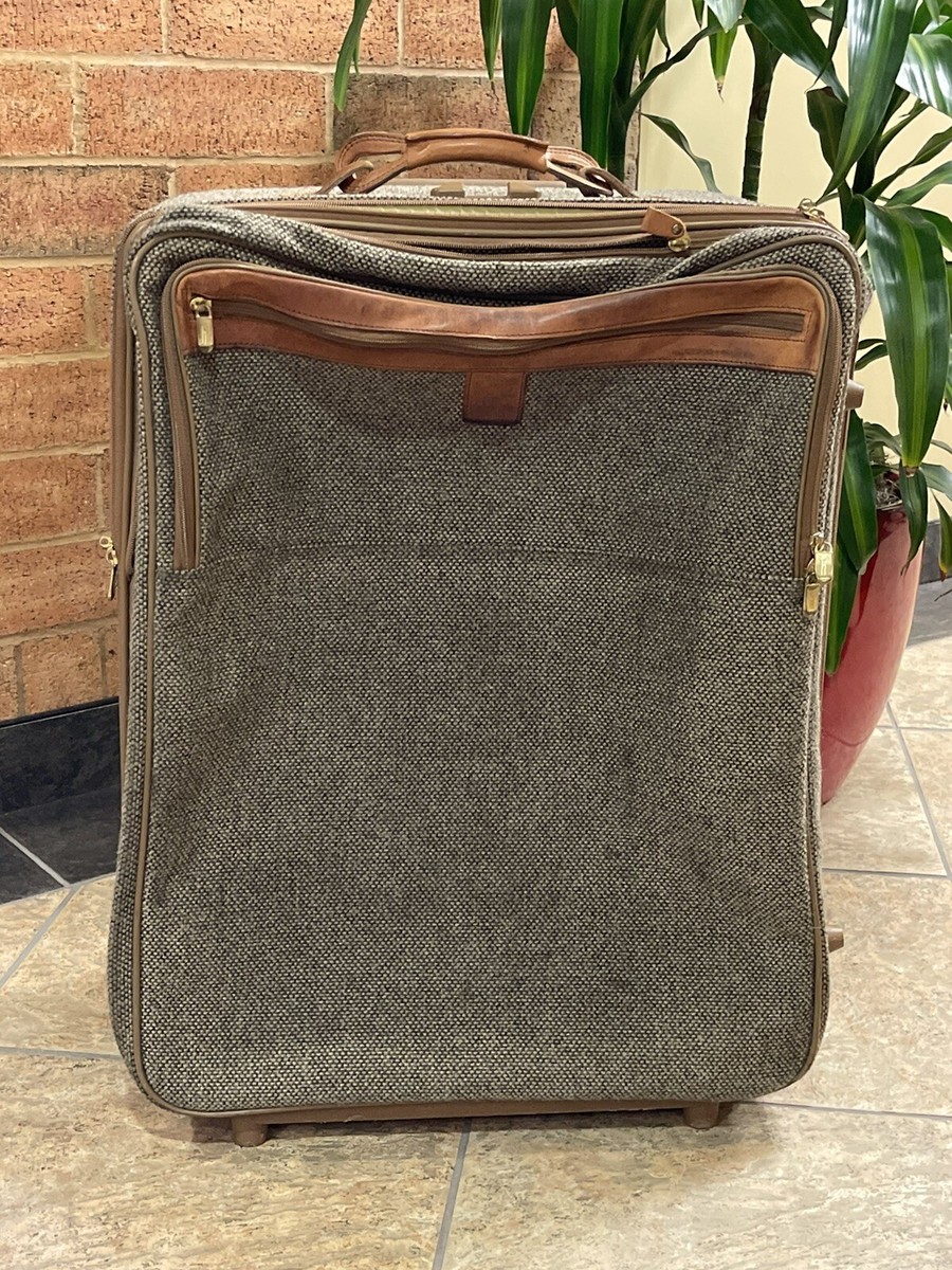Vintage~ HARTMANN~Tweed Leather Rolling Wheel Luggage Suitcase