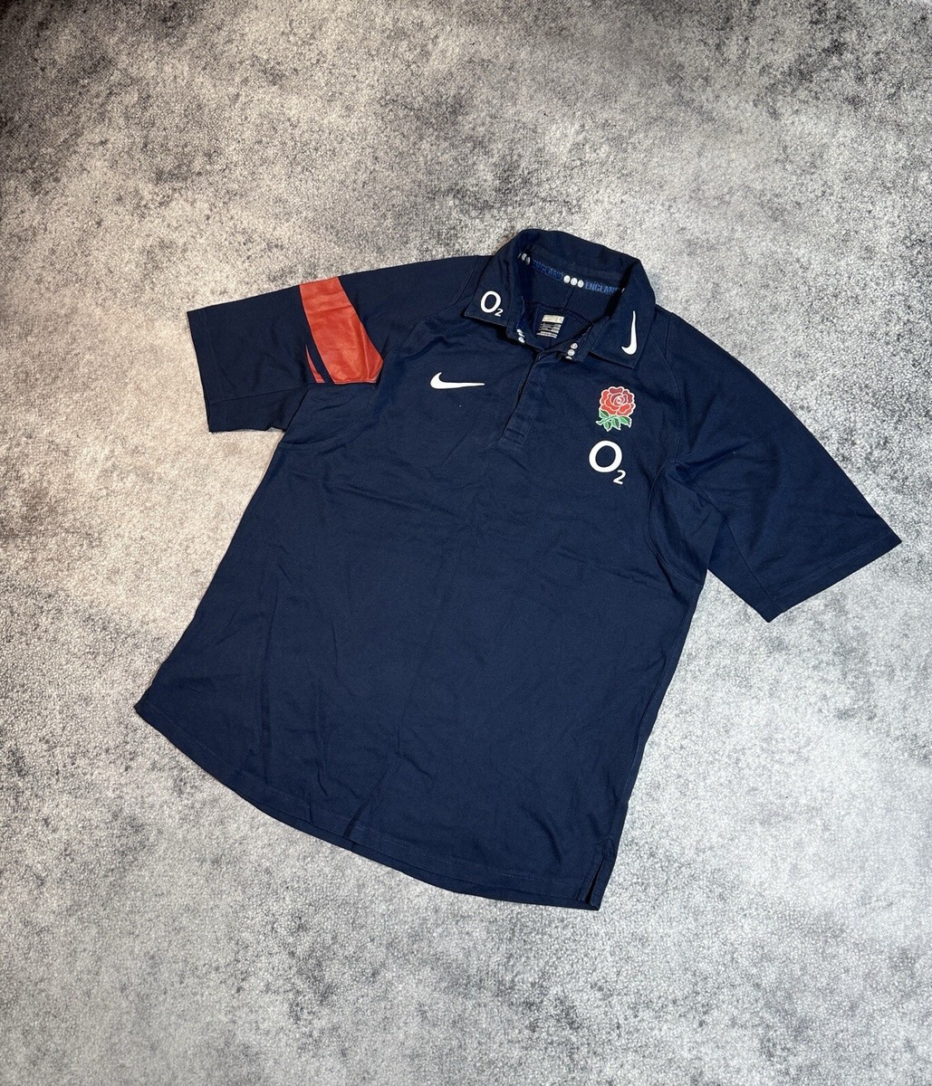 Vintage Nike England Rugby Polo Shirt Mens L Classic Jersey Navy