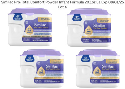 Similac Pro-Total Comfort Powder Infant Formula 20.1oz Ea Exp 08/01/25 Lot 4