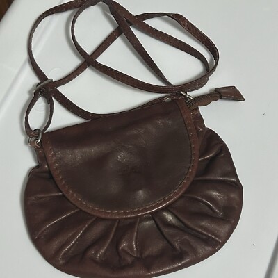 Vintage Vera Pelle Made in Italy Leather Crossbody Shoulder Bag Handbag Brown