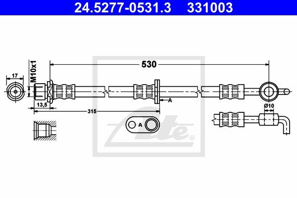 Flexible de frein Toyota Yaris 1.0 pour réparation du circuit hydraulique