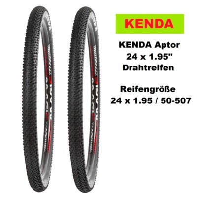 Kenda MTB Fahrrad Reifen Decke Mantel Aptor 24x 1,95 Zoll schwarz m/o Schläuche