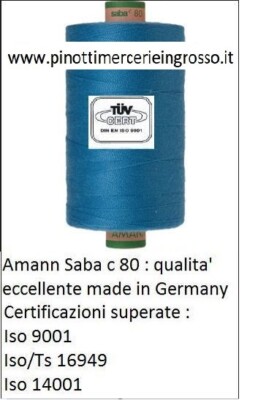 AMANN SABA 80 SEWING THREAD IN 1000 MT SPOOLS - EXTRA STRONG - 100% POLYESTER