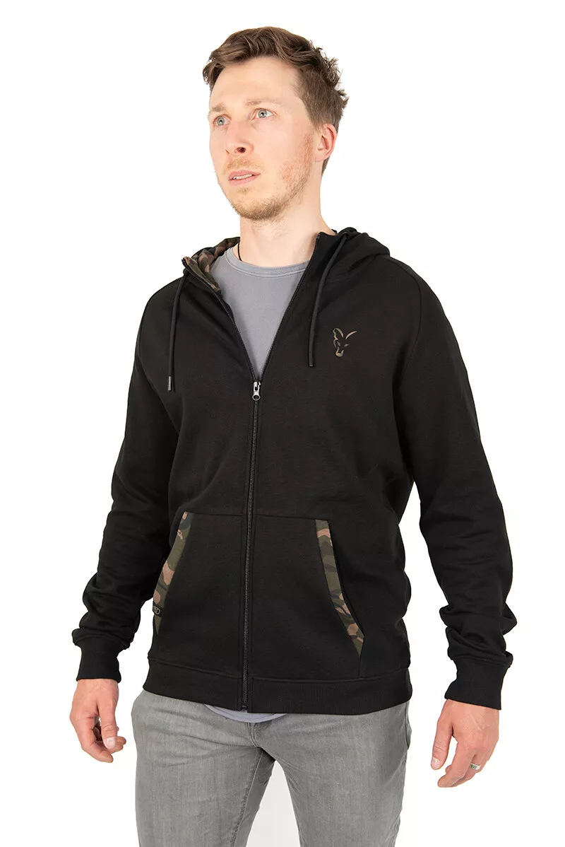 FOX NEW Lightweight Black Camo Print Zip Hoodie - Carp Fishing Hoody - All  Sizes