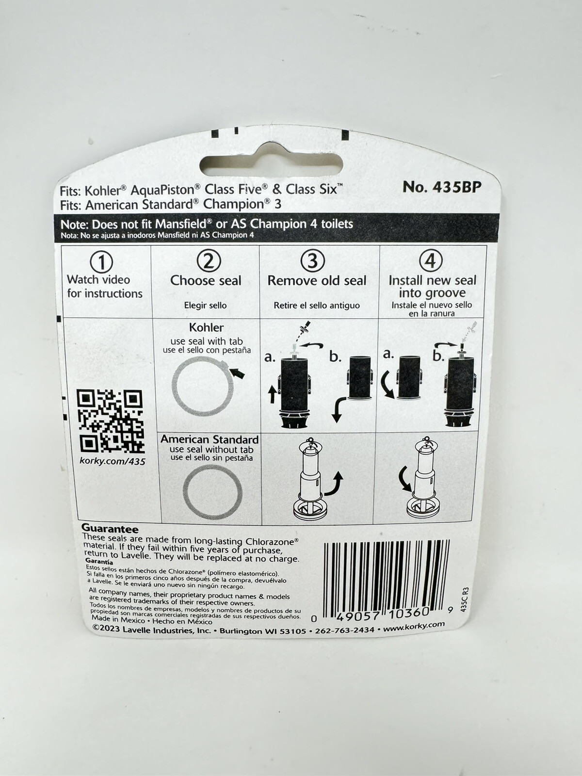 Korky 435BP Universal Toilet Flush Valve Seal Kit Kohler American