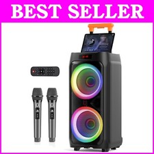 500W Outdoor Karaoke Machine: Big Bluetooth Speaker with Disco Lights Trolley