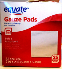 Equate Gauze Pads 2"x 2" 25 Count 7.6cm x 7.6cm 12 Layers Box Damage