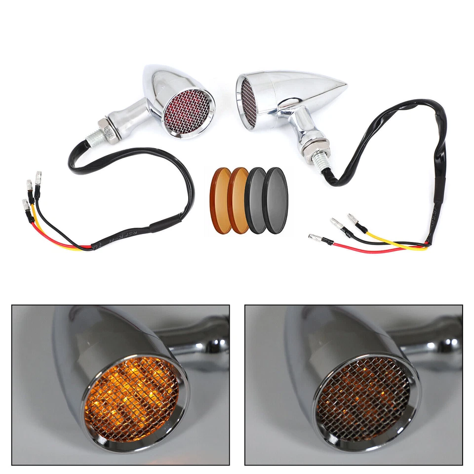 M10 Universal Motorcycle Turn Signal Light Indicators Blinker Lamp Chrome US  AV Foto 2 de 4
