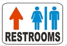 Restroom Sign Male Female Up Arrow Safety Business Sign Sticker Decal