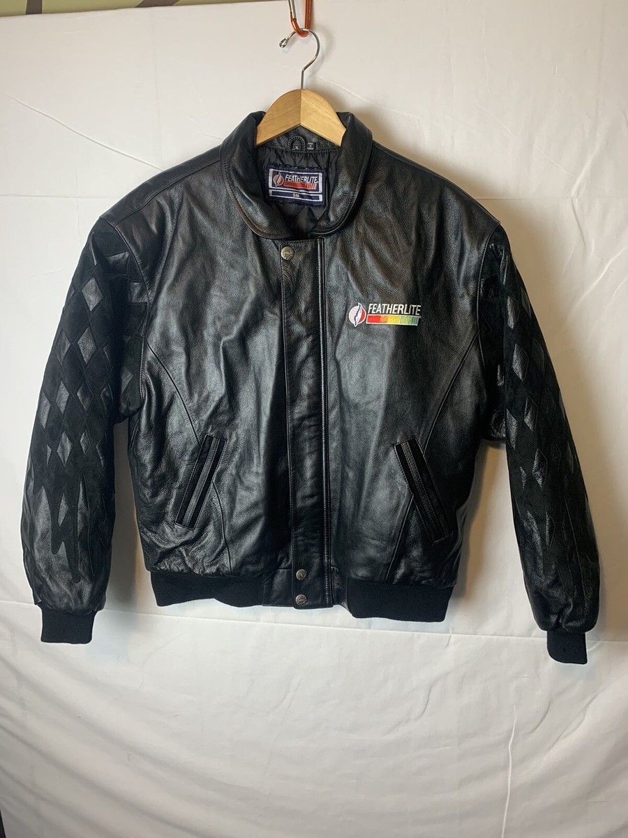 Vintage NASCAR Racing Checkered Flag Men's Small Leather Black