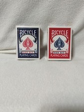 2-LONG FLAP* RED/BLUE Bicycle Rider Back Playing Cards, Lot Of 2 MADE IN USA