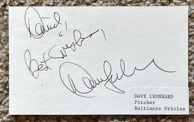 Dave Leonhard personalized signed card - Orioles debut 1967