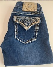 Miss Me Signature Rise Skinny Jeans Woman  s Size 26  Inseam 33  Bejeweled Denim