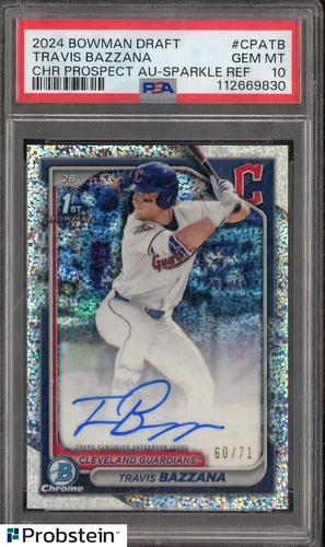 2024 Bowman Chrome Sparkle Refractor Travis Bazzana RC AUTO 60/71 PSA 10