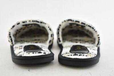 Chanel 19C Black White Gold Tweed House Slipper CC Logo Slip On