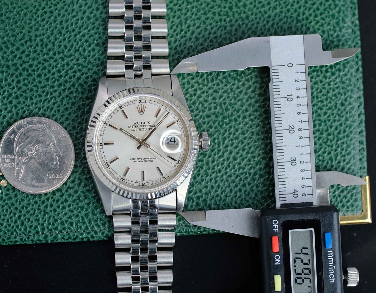 ROLEX MENS DATEJUST GOLD STEEL SILVER DIAL 36MM WATCH