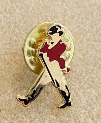 Johnny Walker Scotch Whiskey Liquor Pin  1  Tie Tack Jockey Gold Tone Enamel