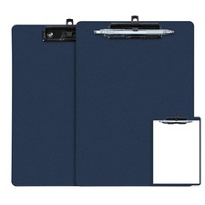 2 Pack Clipboard With Pen Holder Blue Plastic Low Profile Clip 8.5x11 Inch