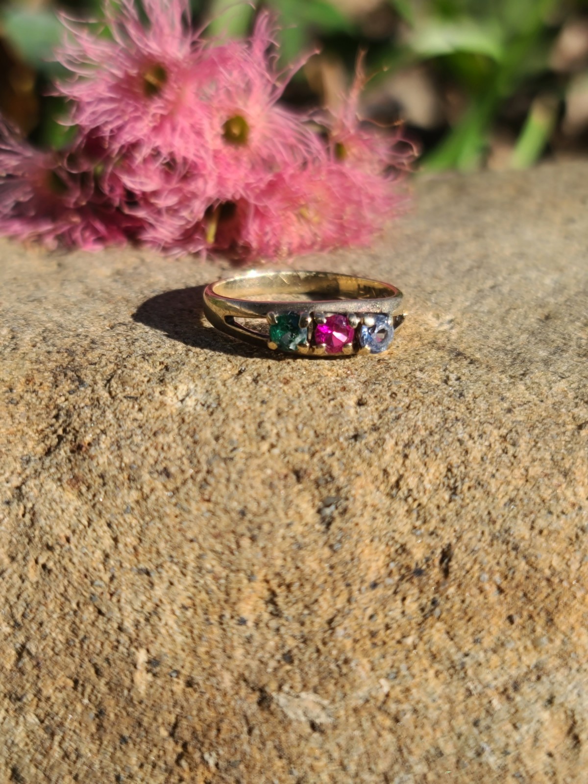 Vtg 10k Solid Yellow Gold Ruby Topaz Tourmaline R… - image 4