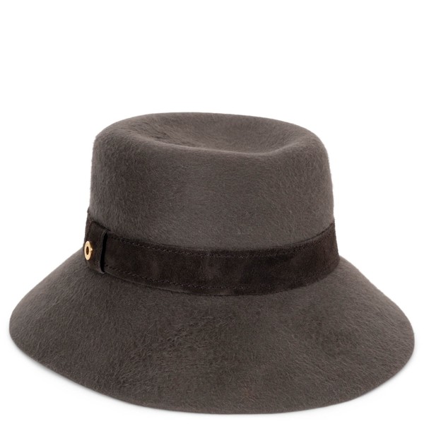 Authentic Loro Piana Hat Taupe Hare Felt Suede Trim Fedora M