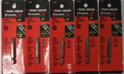 Black & Decker 71-423 Scorpion #3 x 2'' Phillips Bit Tips Anti-slip Tip 5pcs.