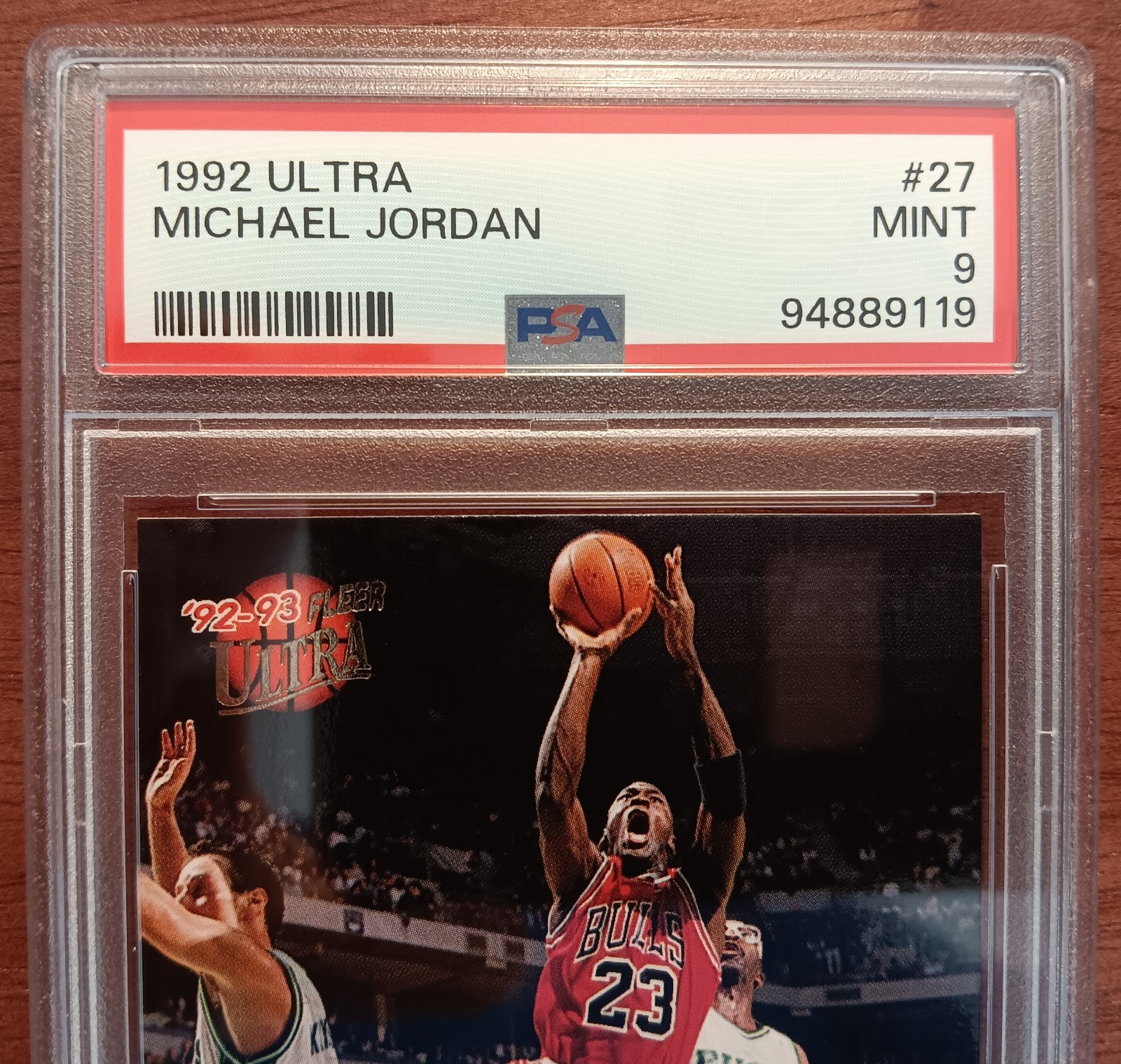 1992 Fleer Ultra Michael Jordan #27 -  MINT PSA 9 - Pristine Slab & Sleeve view 4