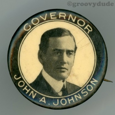 John A. Johnson Governor Minnesota Photo 1-1/4'' Cello Campaign Pinback Button
