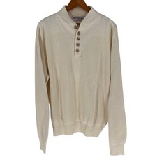 Vintage Northern Isles Cream Knit Henley Sweater Mens XL Made in USA