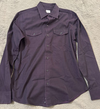 Armani Collezioni Shirt Mens M Black Long Sleeve Button Front Chest Pocket