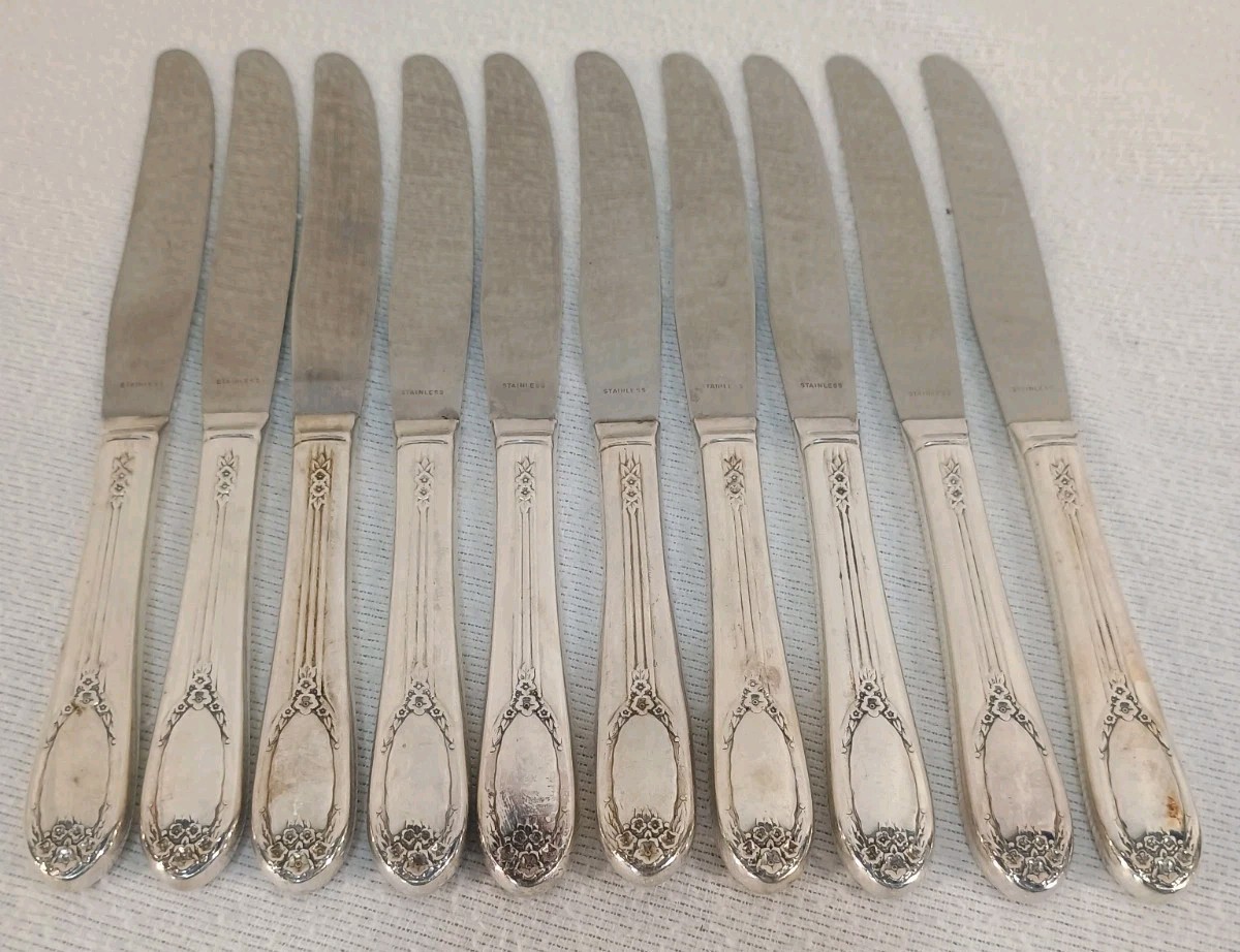 Vintage Set of 10 Rogers Bros 1937 GARLAND RAPTURE Dinner Knives