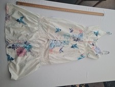 Ladies Dress Unbranded Size XL White V Neck Button Front Floral Print 31466