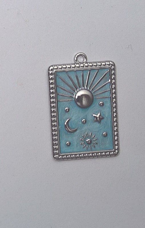 2 PCS- LIGHT BLUE SILVER ENAMELD GALAXY 28X18MM