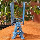Cast Iron Pedestal Letter Napkin Holder Hand Towel Holder Ornate Blue Tabletop — photo 2