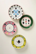 New Anthropologie Ace Boxed Stoneware Canape/Dessert Plates, Set of 4