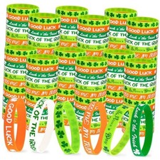 144PCS St. Patrick's Day Shamrock Rubber Wristbands Bracelets 6 styles 144pcs