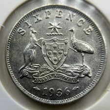 1936 Sixpence Coin - about Extremely Fine - George V Silver Predecimal