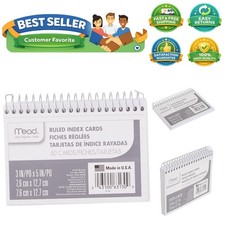 Index Cards, 3" x 5", Ruled Front, Blank Back, 50 Cards, White 63130
