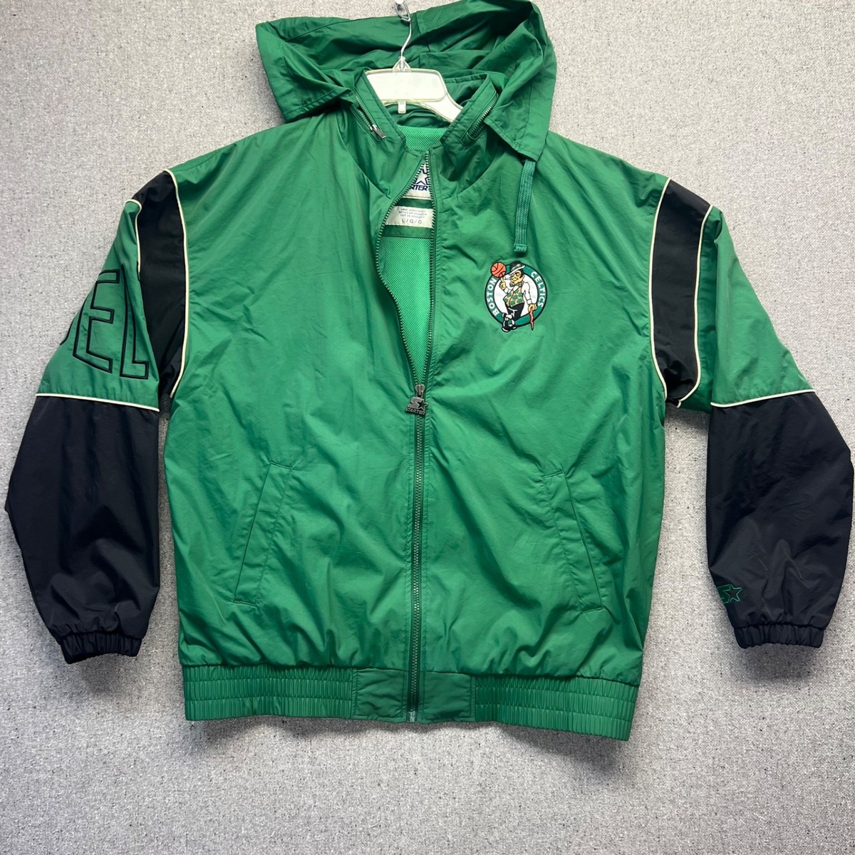 Vintage Boston Celtics Starter Jacket Men LARGE Green Black Full