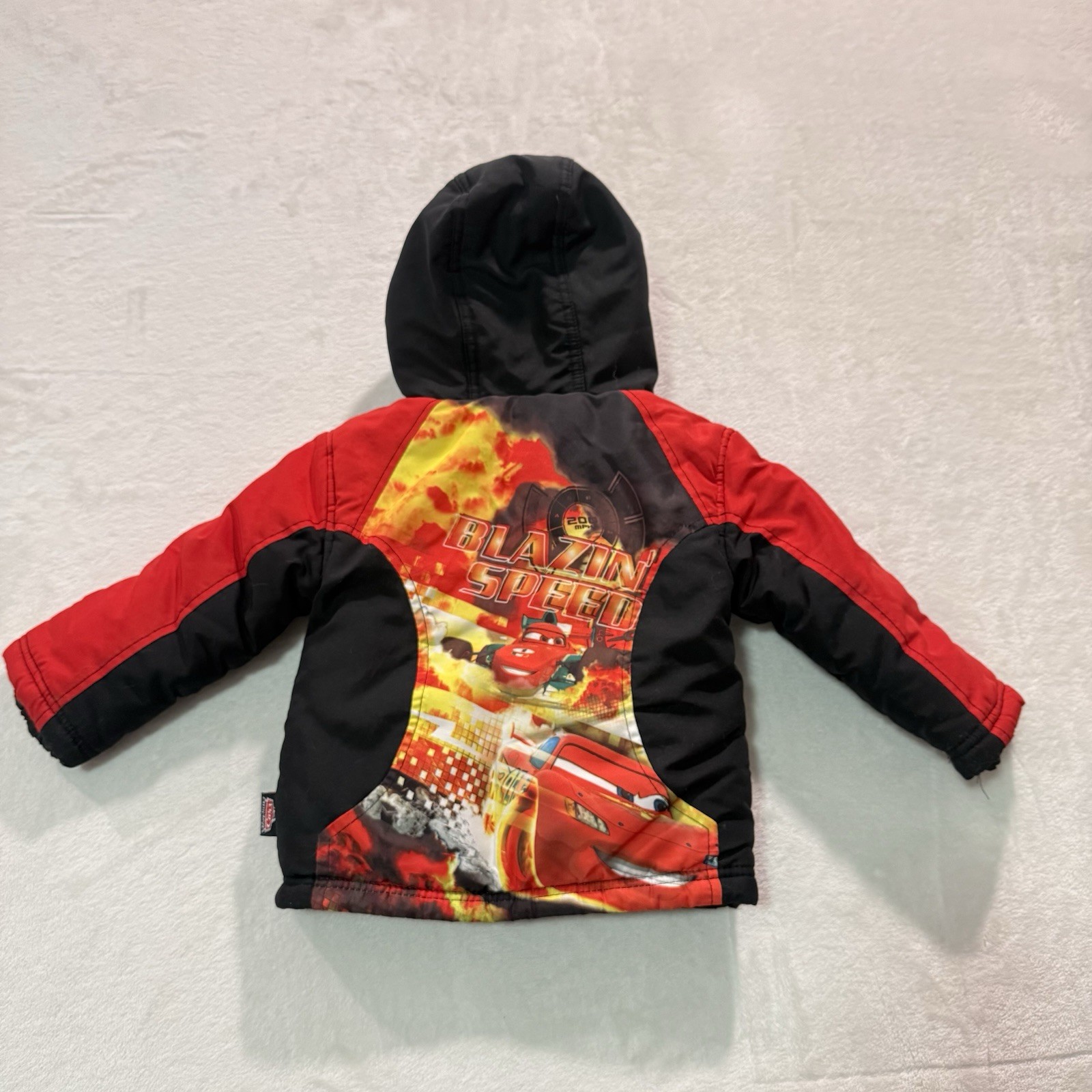Disney Pixar Cars Lightning McQueen Puffer Jacket Coat Boys Size 2 Hooded Gray image 8