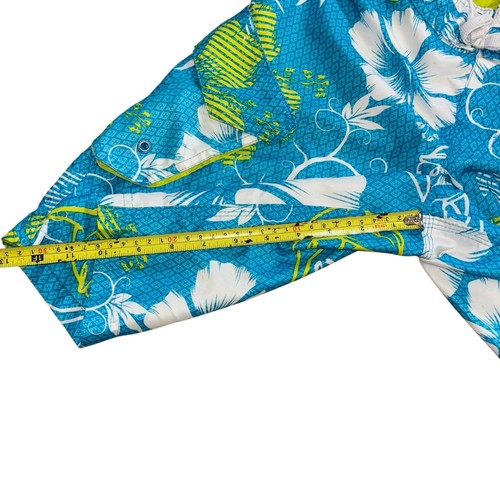 Zero Xposur Tropical Blue Green Swim Trunks Youth S 8 Beach Casual Shark Flower - Picture 7 of 10