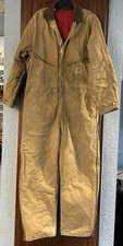 Vintage Carhartt USA 996QZR Corduroy Collar Canvas Barn Work Coveralls Size 44S