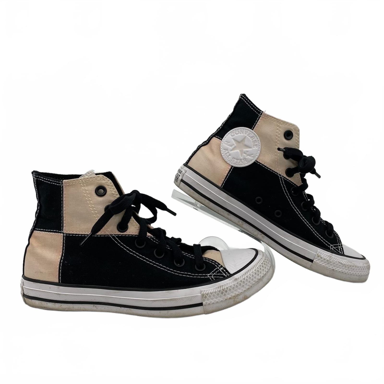 Converse Black Beige Patchwork High Top Sneakers … - image 1