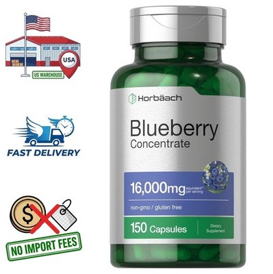 Blueberry Extract 16000mg Concentrate 150 Capsules Natural Polyphenol Supplement