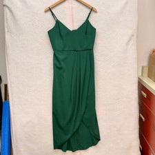 Lulus Forest Green V-Neck Tulip High-Low Midi Dress IDD74185 Size M