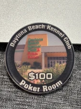 $100 POKER ROOM CASINO CHIP DAYTONA BEACH KENNEL CLUB FLORIDA POKER CHIP