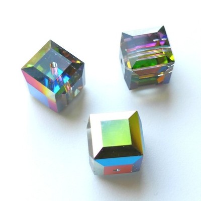 1 Rare Swarovski 5601 10mm Crystal Vitrail Medium Cube Bead