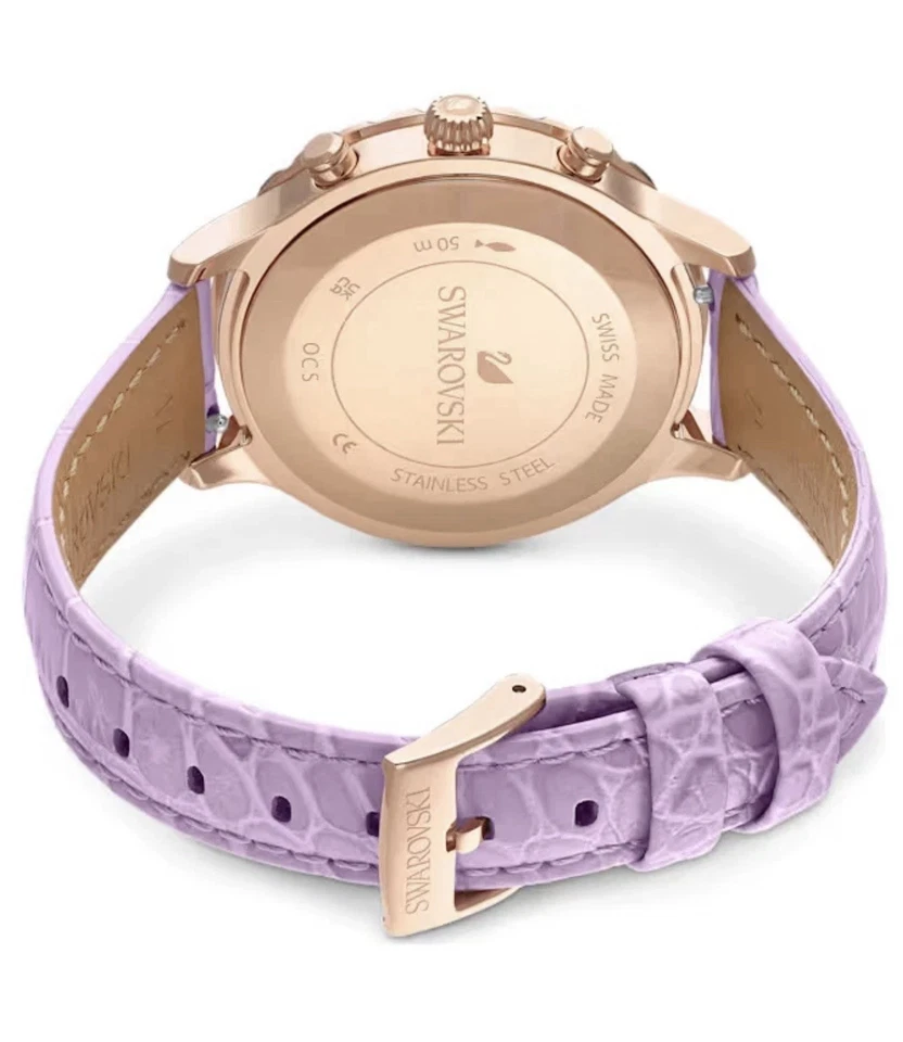 Swarovski Octea Lux Chrono Watch Leather Strap Purple Rose gold-tone - Image 4 of 4