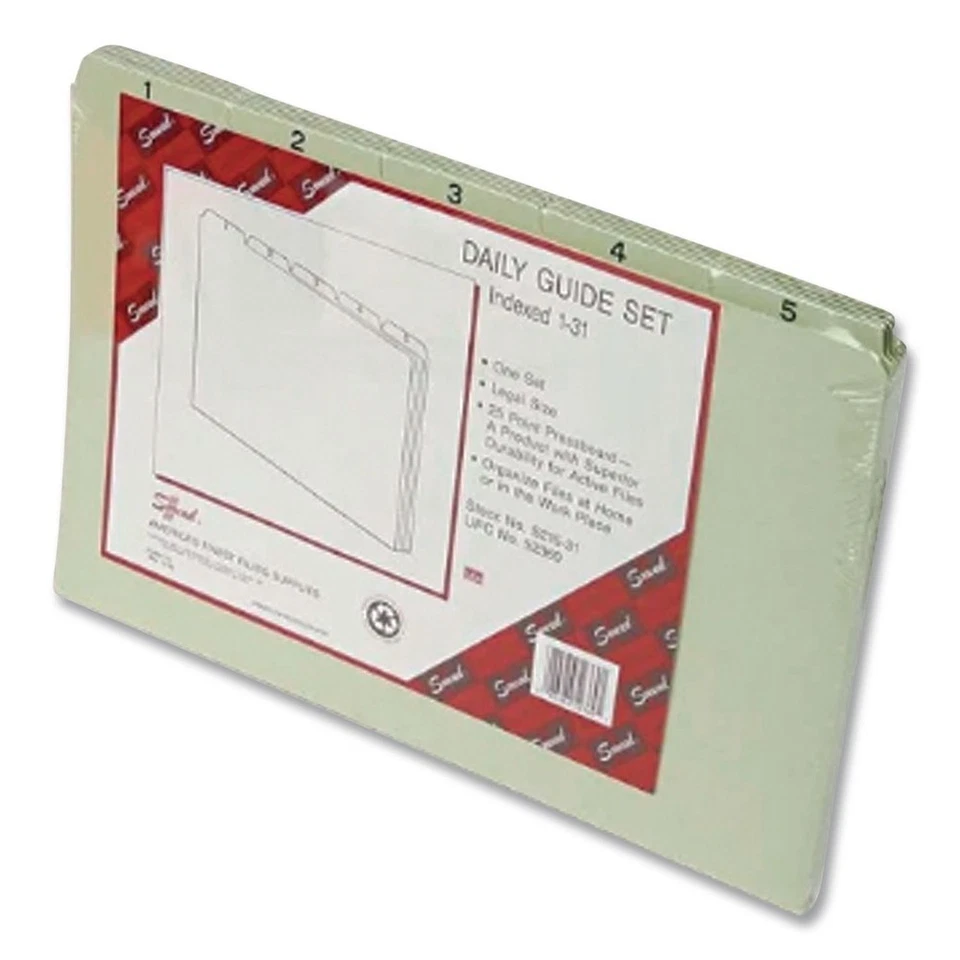 Smead 52369 Recycled Daily 1/5-Cut Top Tab File 1 - 31 Guide - Green (31/ST) New - Image 2 of 4