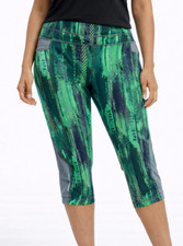 98 Athleta Womens Green Patterned Crop Leggings S Athletic Activewear Workout